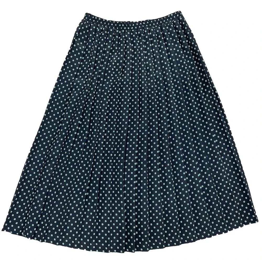 VTG Leslie Fay Skirt Set Green Navy‎ Pleated Blazer Skirt Cottagecore Grandma 12